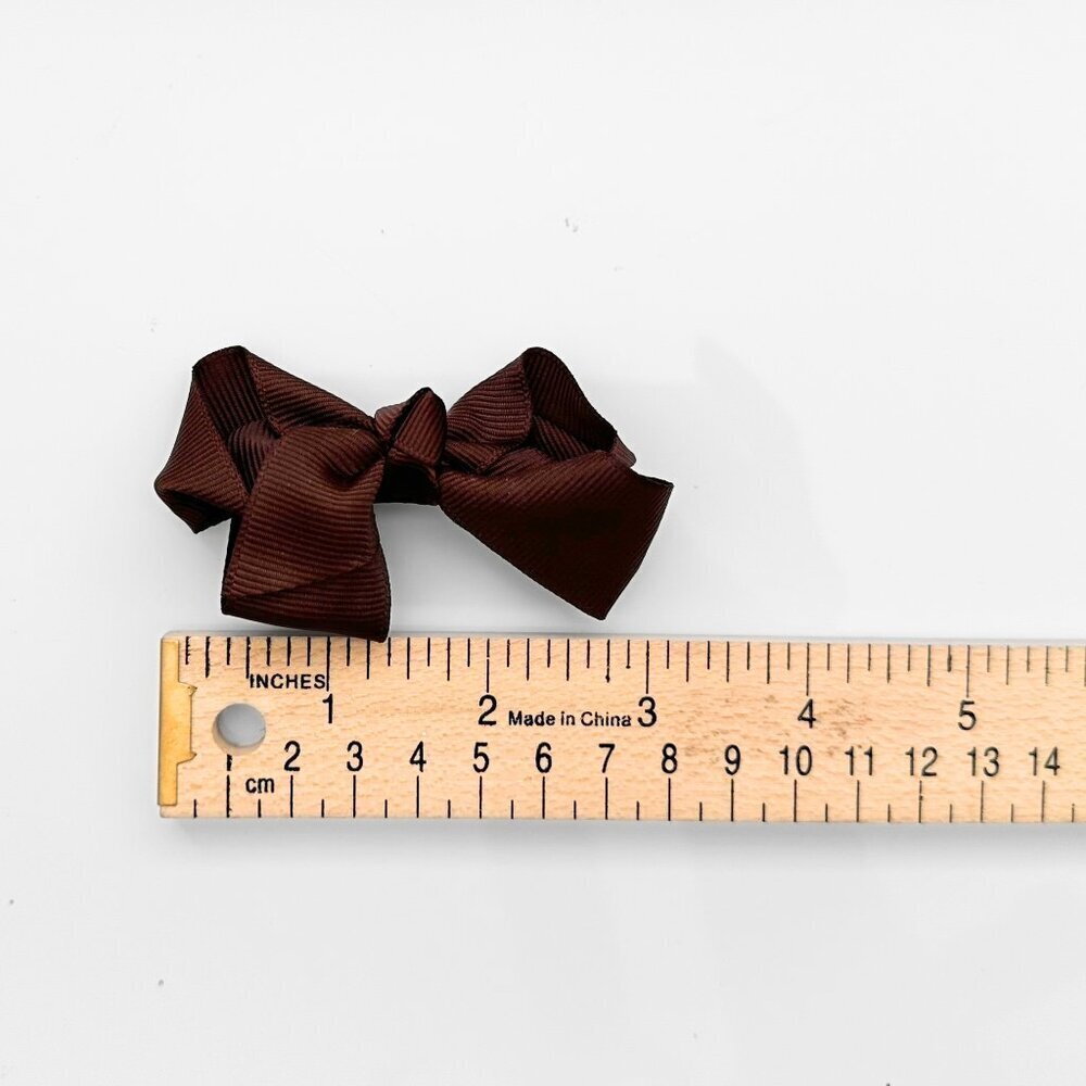 Set of 2 Pretty Girls Hair Bows Grosgrain Ribbon Hair Clips Kids Accessory Brown - Picture 5 of 5